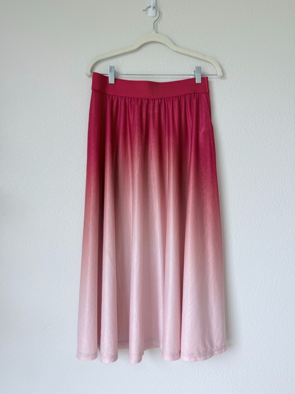 Athleta Grace Ombré Midi Skirt Pink Flowy Elastic Waist Size Small